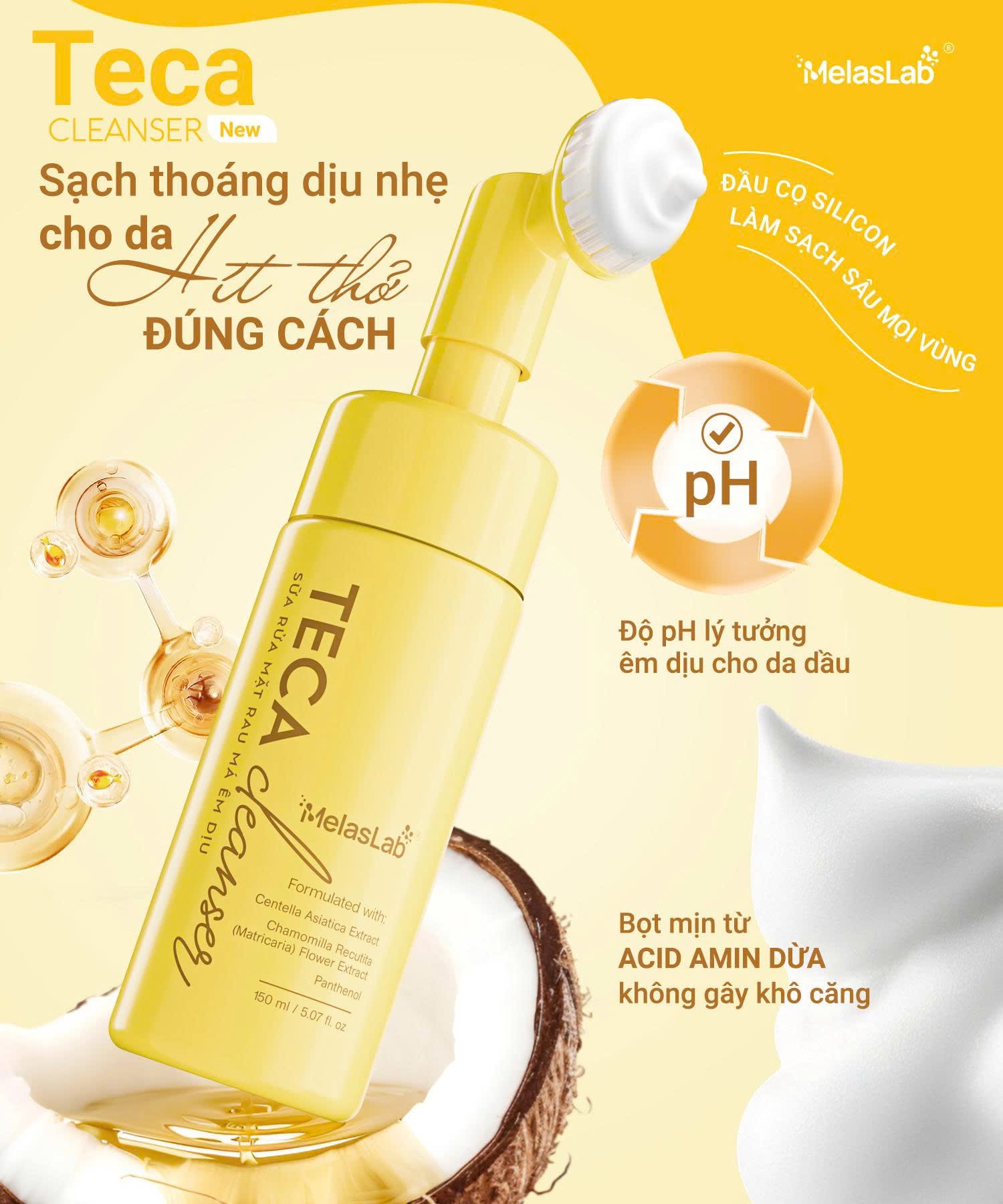 Teca Cleanser Sữa Rửa Mặt Rau Má Êm Dịu Melaslab