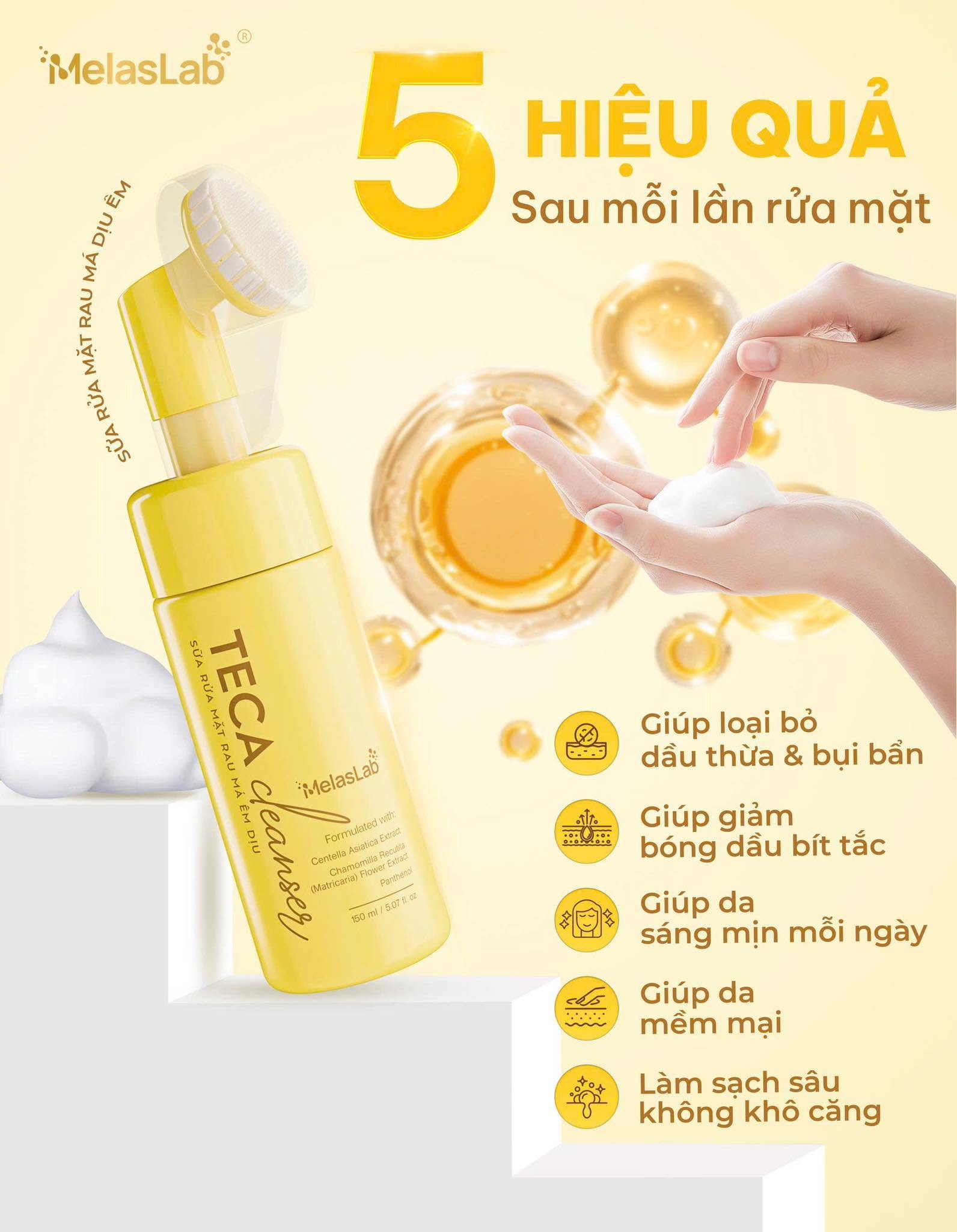 Teca Cleanser Sữa Rửa Mặt Rau Má Êm Dịu Melaslab