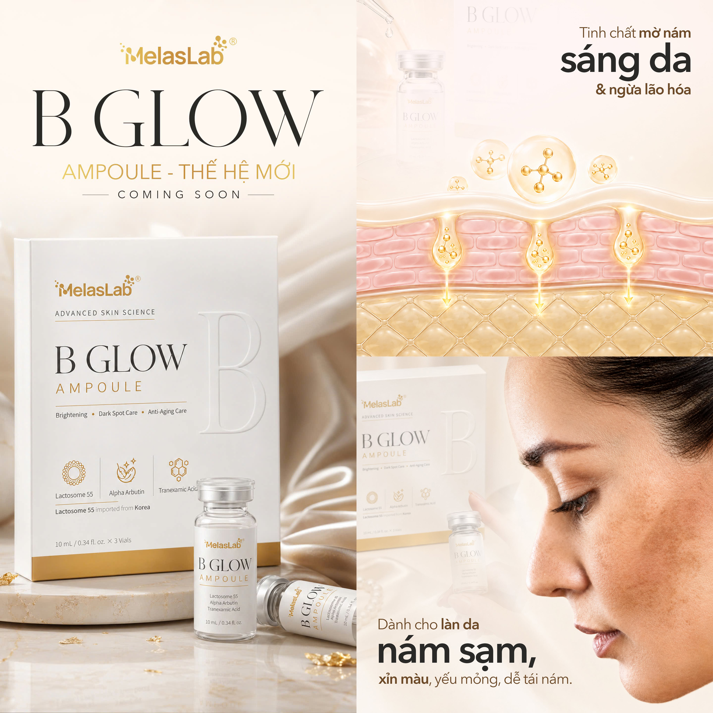 B-GLOW Ampoule Melaslab - Tinh Chất Hỗ Trợ Mờ Nám, Sáng Da